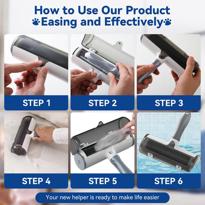 Belife Pet Hair Remover Roller Reusable Lint Roller for Dog and Cat Hair, Multi-Surface Pet Hair Removal Tool for Couch, Furniture, Carpet, Clothes, Bedding (Gray)