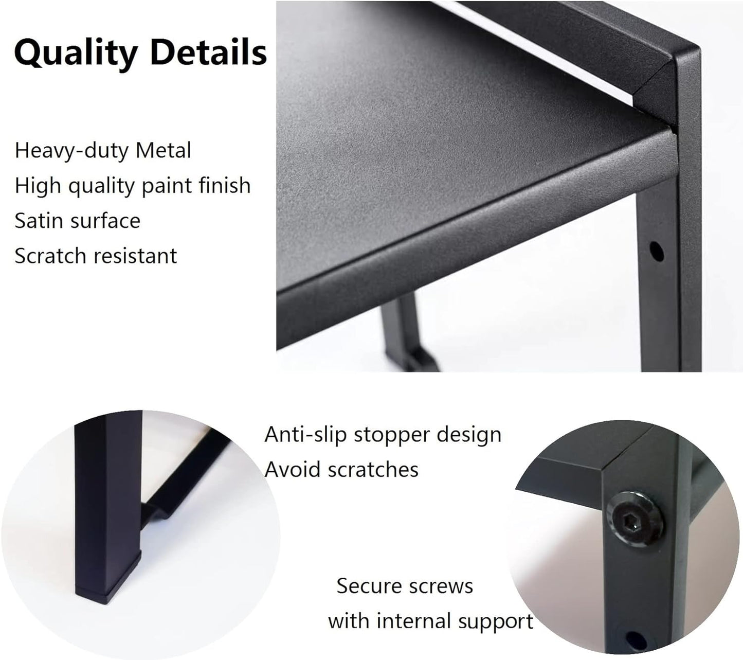 Expandable Cabinet Shelf Organizer 16-26" L Stackable Kitchen Counter Shelf Rack Stand Sink Riser Countertop Storage Black (Narrow 5.1”D)