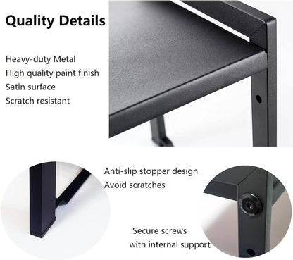 Expandable Cabinet Shelf Organizer 16-26" L Stackable Kitchen Counter Shelf Rack Stand Sink Riser Countertop Storage Black (Narrow 5.1”D)