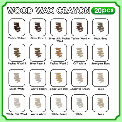 Furniture Markers Touch Up, 20 Colors Wood Filler Sticks, Wood Wax Crayons for Repairing Scratches, Scuffs, Cracks, Holes on Furniture, Floors, Cabinets, Tables, and Doors - Wood Veneer Series