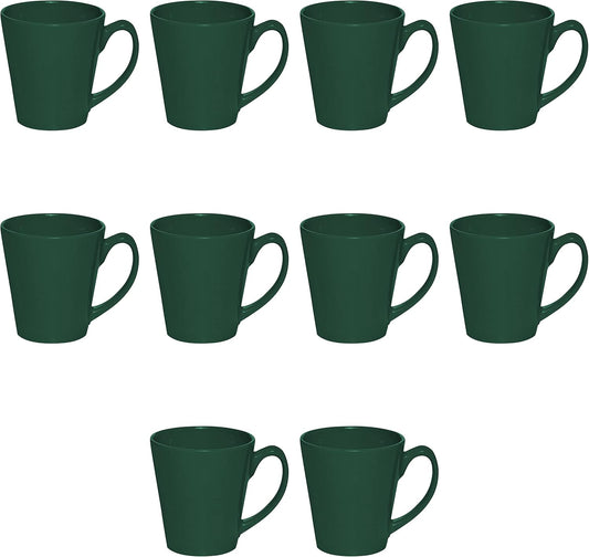DISCOUNT PROMOS Glossy Ceramic Latte Coffee Mug 12 oz. Set of 10, Bulk Pack - Perfect for Tea, Espresso, Cappuccino, Hot Cocoa - Green