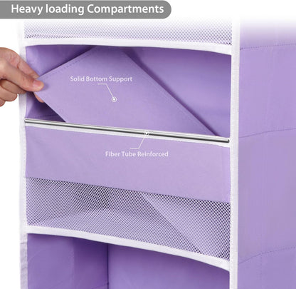 Univivi 6-Shelf Over Door Hanging Organizer Fabric Baby Door Storage with 5 Large Pockets and 3 Small PVC Pockets Wall Mount Hanging Storage Organizers for Baby Essential (Purple)