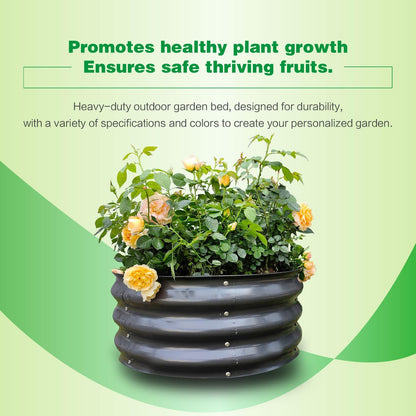 GARDMAX 2x2x1FT Galvanized Round Raised Garden Bed Kit, Metal Planter Boxes Outdoor with Easy Assembly, Large Garden Bed for Vegetables, Fruits, Flower, Herbs Dark Gray