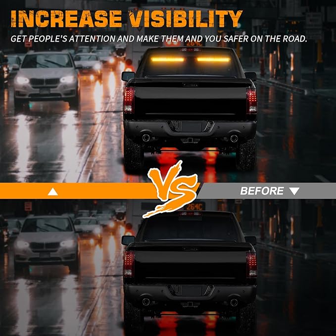 XRIDONSEN 2 in 1 Emergency Strobe Traffic Advisor Amber Light Bar 144 LED Warning Safety Interior Front Dash Windshield Rear Window Lights for Plow Trucks Construction Vehicles SUV (2X 17.7 inch)
