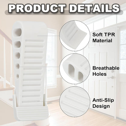 PATIKIL Rubber Door Stoppers for Bottom of Door, Door Wedge Stopper with Holder Sturdy Stackable Doorstop Wall Protector for Home Office Floor Concrete Tile, White