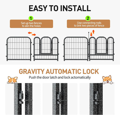 Metal Dog Playpen, 40" Inch Height 24 Panels, Large Dog Fence for Large/Medium/Small Dogs Indoor & Outdoor Bliss, Perfect Dog Pen for Camping, Yard and RV | Black-Silver