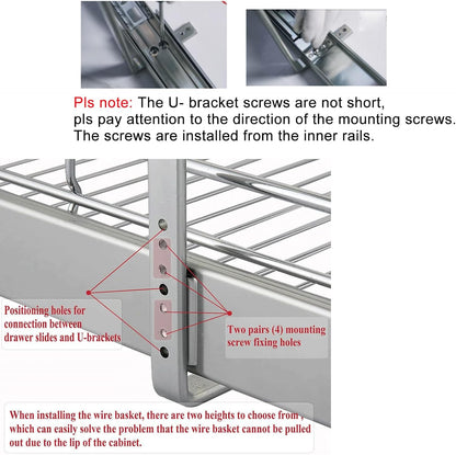 DINDON 2 Tier Pull Out Cabinet Organizer (20" W X 21" D), Double Tier Wire Basket Slide Out Shelf Storage for Kitchen Base Cabinet Organization for Kitchen, Pantry, Bathroom, Chrome