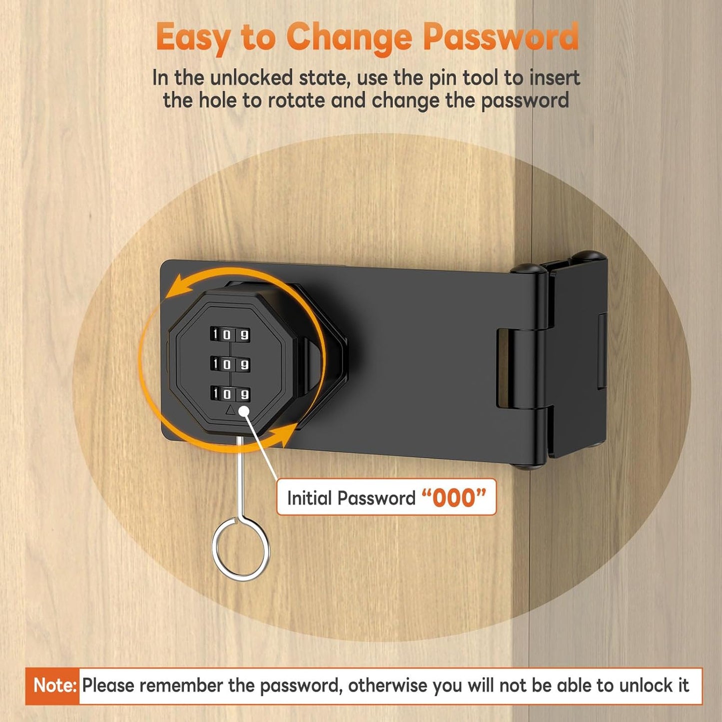 90 Degree 3-Digit Combination Cabinet Lock, Zinc Alloy Keyless Folding Hasp Lock Latch, Password Security Rotary Door Latch for Office File Cabinet, Drawer, Locker, Cupboard (2, Black)