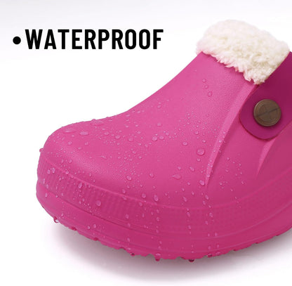 Beslip Classic Fur Lined Clogs Waterproof Winter Fuzzy Slippers for Women Men Indoor and Outdoor