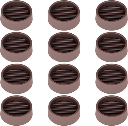 Non Slip Furniture Pads, 1.5” Round Rubber Caster Cups, 12 Pcs Furniture Coasters, Anti-Slip Gripper, Anti Slide Furnitures Feet Floor Protectors for Bed Couch Stoppers - Brown
