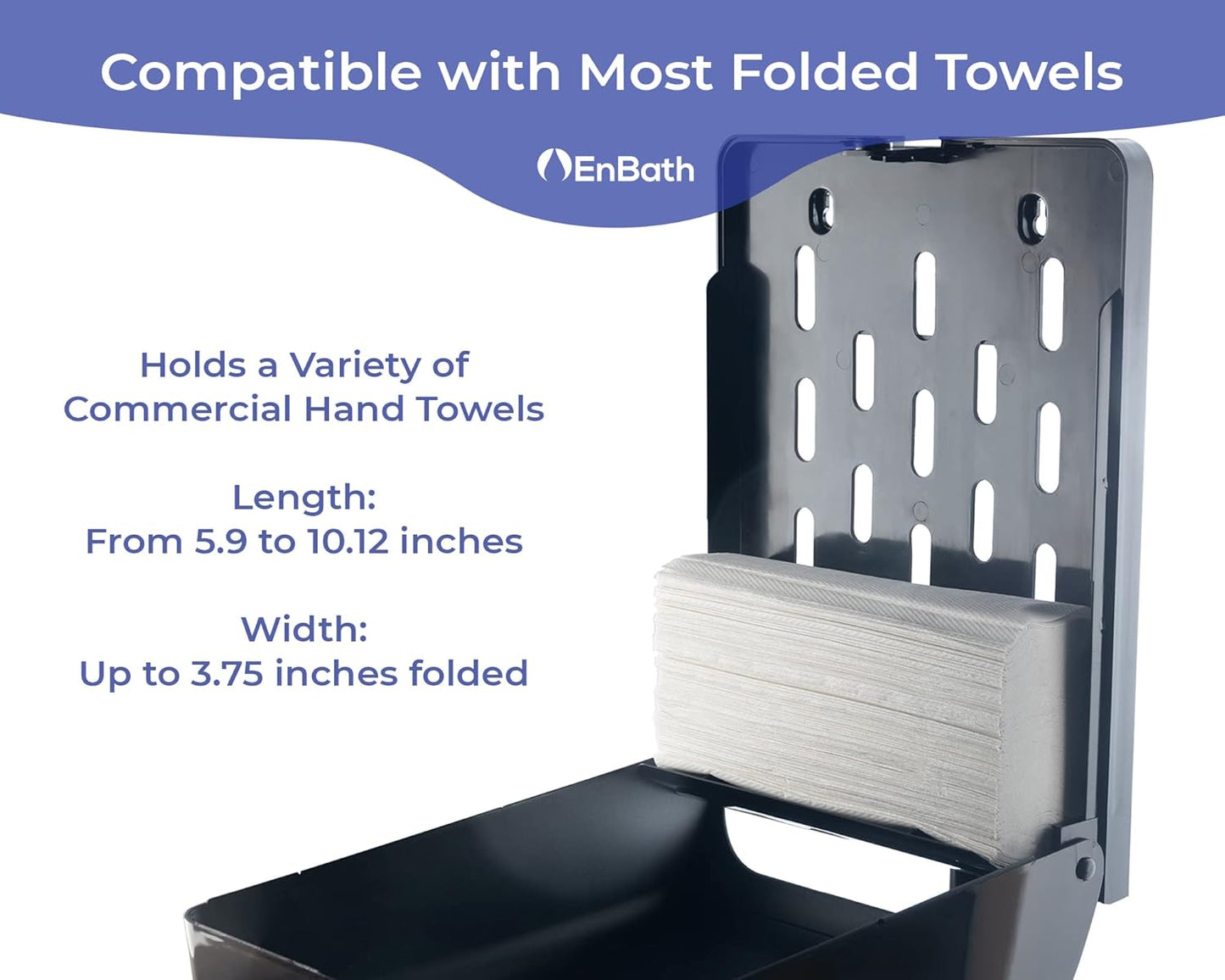 Commercial Paper Towel Dispenser Wall Mount, Holds 500 Multifold, Trifold, Z Fold, C Fold Hand Towels for Bathroom/Restroom, Office, Shop, or Home (Black)