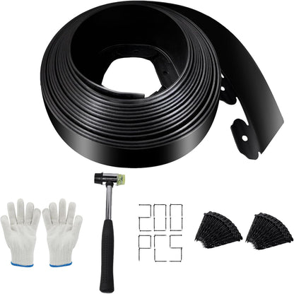 Landscape Edging - 4Inch x 66FT Garden Border with 200 PCS Spikes, Plastic Lawn Edging for Flower Bed, Pathway and Yard