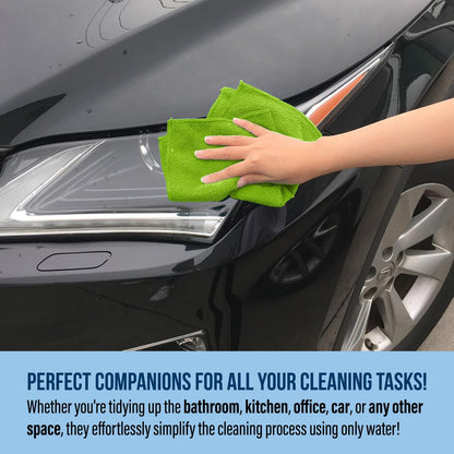 GREEN LIFESTYLE Chamois Cloth, Microfiber Cleaning Cloth 150 Pack, Borderless Towels Cleaning, Car Microfiber Towel, Drying Wash Towels (11.5" x 11.5", Multicolor)