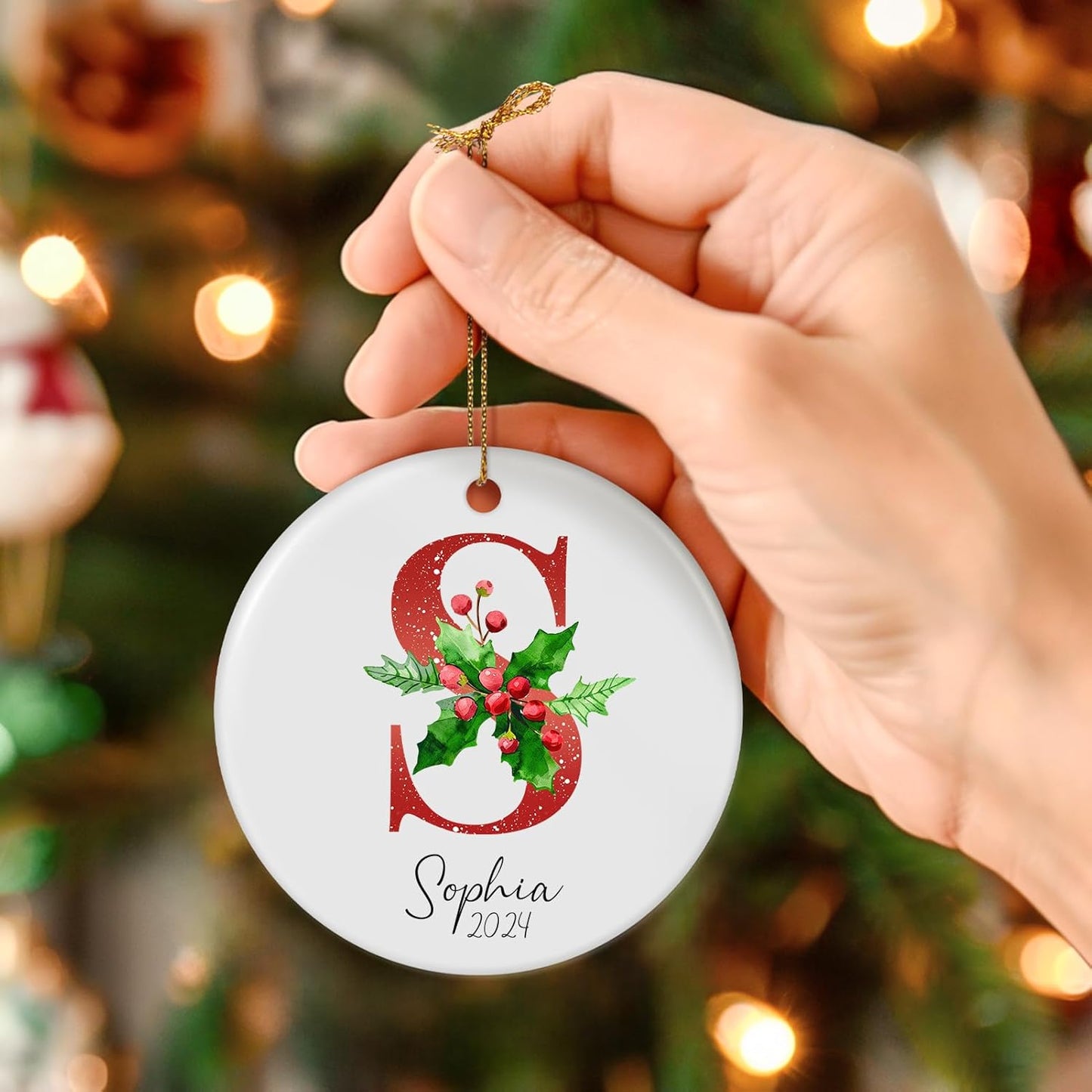 Name Ornaments for Christmas Tree, Personalized Christmas Ornaments 2025, Custom Initial Ornaments A-Z Letter Keepsake Gifts, Xmas Tree Decorations, Stocking Name Tags