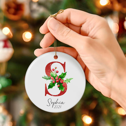 Name Ornaments for Christmas Tree, Personalized Christmas Ornaments 2025, Custom Initial Ornaments A-Z Letter Keepsake Gifts, Xmas Tree Decorations, Stocking Name Tags