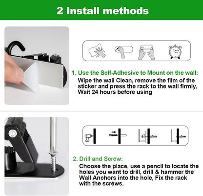 voze 3 Racks and 4 Hooks Mop and Broom Holder Wall Mount, Self Adhesive Heavy Duty Broom Organizer Storage Tool Racks for Kitchen Garden Laundry Garage