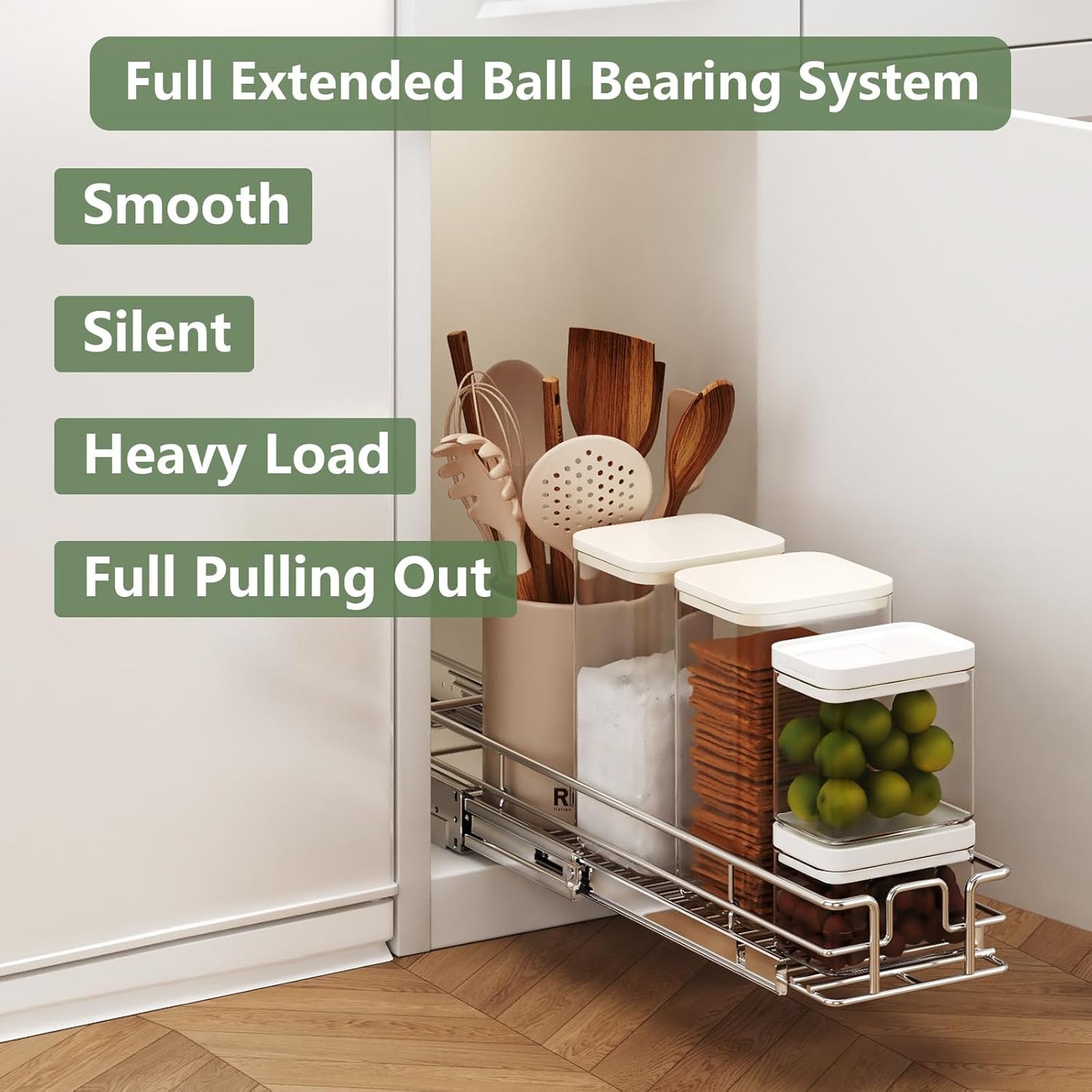 LOVMOR Pull Out Cabinet Organizer 7½" W x 21½" D, Kitchen Cabinet Pull Out Shelves Slide Out Storage