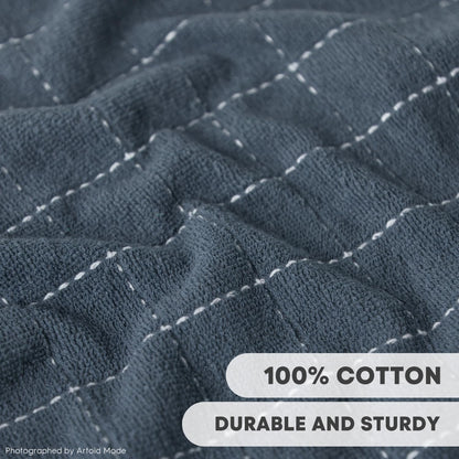 Artoid Mode Checkered Designed Cotton Grey Terry Kitchen Dish Towels, 15x25 Inch Soft Absorbent Quick Drying Family Cleaning Tea Towels Set of 4