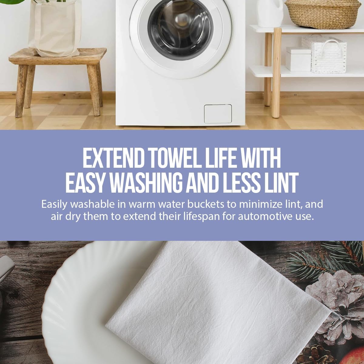 Flour Sack Towels| TeaTowel for Crafts| Kitchen Dish Cotton Blank Towel for Embroidery|Baking Bread Proofing Linen Cover| Thick Absorbent Quick Dry| 24 Pack 28"x28" White