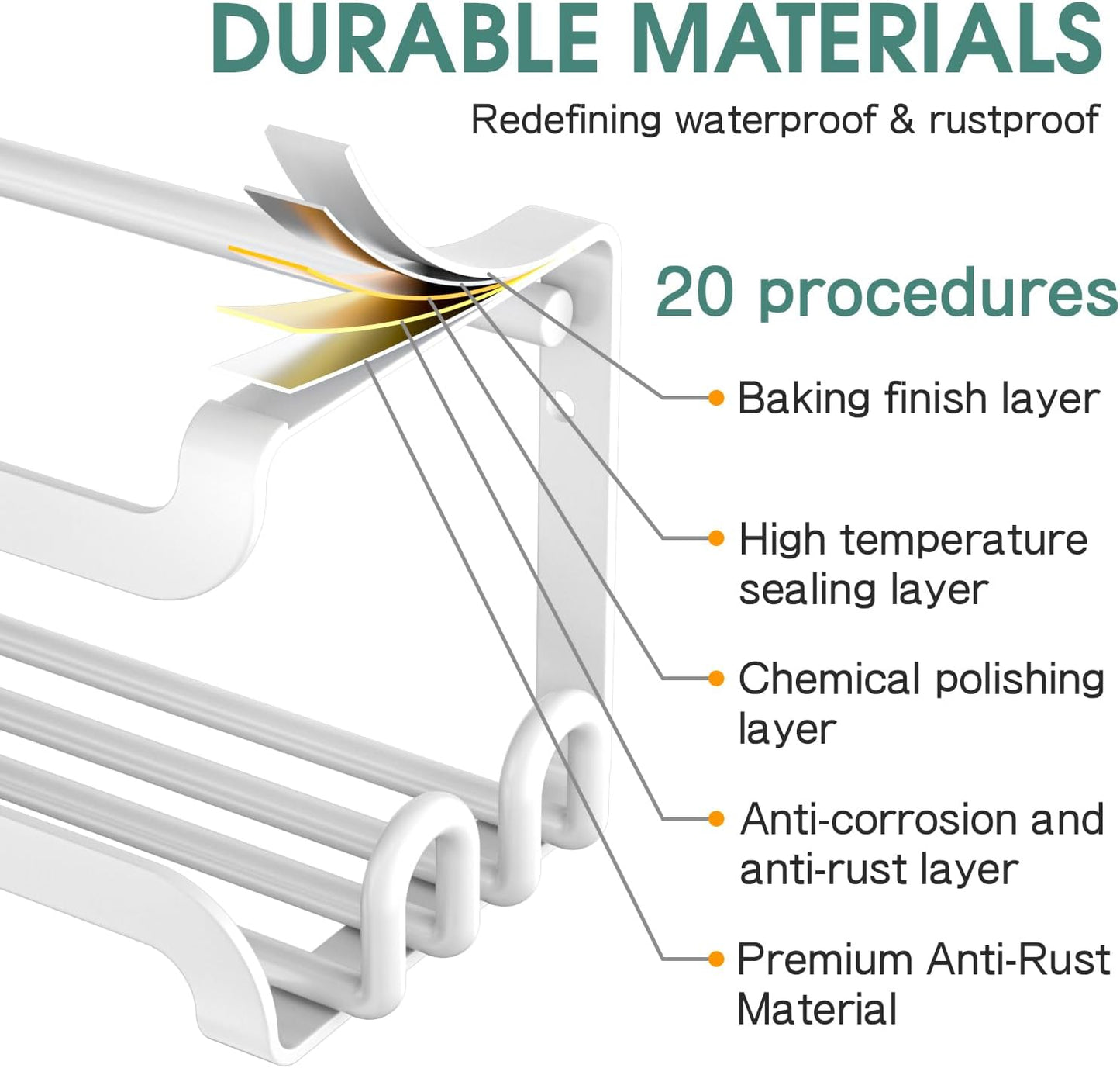 LUCYCAZ 6 Pack Wall Mounted Spice Rack with 22 Hooks, Spice Organizer Shelf for Stove Cabinet Pantry Door,Screw or Adhesive Spice Shelf Hanging Wall Spice Rack in Kitchen and RV (White, 6 PACK)