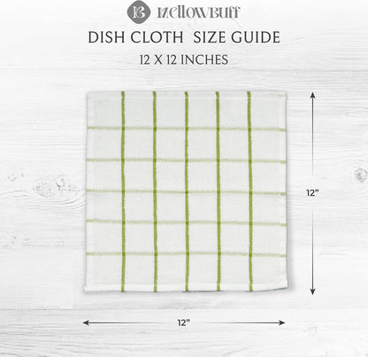 100% Cotton Terry Dish Cloth & Dish Towel, 6 Pack, Super Soft and Absorbent Kitchen Towels, Perfect for Kitchen Cleaning and Dish Washing (Green (DT and DC Combo))