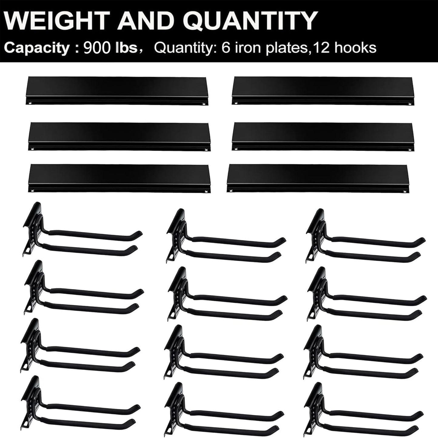 Wallmaster Garage Storage Organization Wall Mount, Garden Tool Rack Organizer Heavy Duty Folding Chair Hangers with 12 Adjustable Hooks 96inch Tracks Max Load 900lb