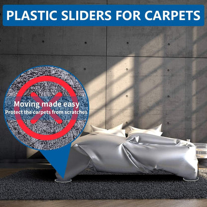 Furniture Sliders, Multi-Surface 2-in-1 Reusable Sliders for Carpet & Hardwood Floors, 8 Pack 3 1/2" Moving Pads and 8 Hardwood Socks, Protect Floors and Easy to Move Your Furniture