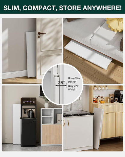 Frylr Small Folding Computer Desk – Portable 35.8 Inch Foldable Laptop Table, Collapsible and Compact for Easy Storage and Fast Setup, Lightweight for Small Spaces, Craft and Study Use, White