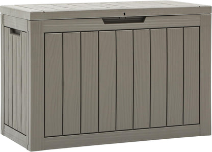 YITAHOME 45 Gallon Deck Box, Outdoor Storage Box for Patio Cushions, Outdoor Tools, Gardening Tools, Sports Equipment, and Throw Pillows, Lockable and Waterproof, Brown