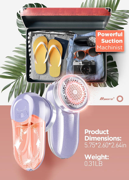 Bymore Fabric Shaver, Lint Remover, Lint Shaver Defuzzer Sweater Shaver for Clothes and Furniture with AC Adapter Pill Fuzz Remover-Purple