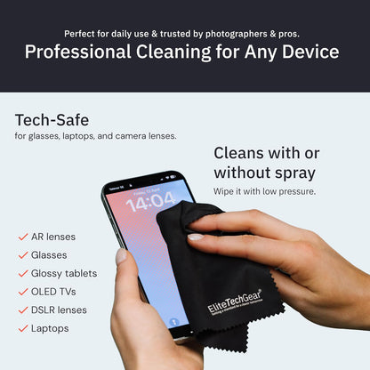 Elite Screens Microfiber Cleaning Cloth for Glasses & Electronics - 12" x 12", Pack of 4, Black - Lens Wipes, Eyeglass Cleaning Wipes & Lens Cloth for Smudge-Free Screens