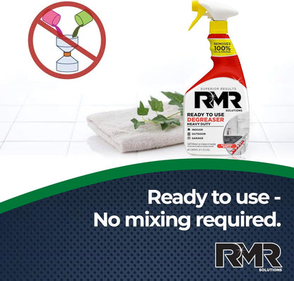 RMR Degreaser and Cleaner - Ready to Use Indoor/Outdoor Formula Works on Contact, For Heavy-Duty Cooking Surfaces, Indoor, Outdoor, Automotive, and Equipment Cleaning, 30 Fluid Ounce