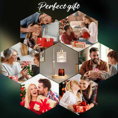 Gold Candle Warmer Lamp with Dimmer and Timer,Home Decor Lamp for Scented Jar,Electric Wax Melt Warmer,Mother's Day/Birthday/Christmas Gifts for Mom/Wife,Adjustable Height,with 2 Bulbs