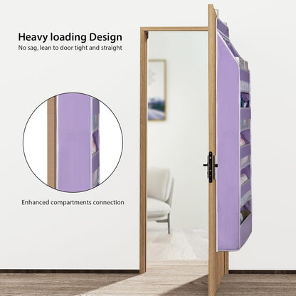 Univivi 6-Shelf Over Door Hanging Organizer Fabric Baby Door Storage with 5 Large Pockets and 3 Small PVC Pockets Wall Mount Hanging Storage Organizers for Baby Essential (Purple)
