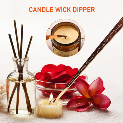 5 in 1 Candle Accessory Set, Candle Wick Trimmer Cutter, Candle Snuffer & Candle Wick Dipper,USB Rechargeable Lighter, Storage Tray Plate for Candle Lover Mom Gift, Candle Care Kit (Rose Golden)