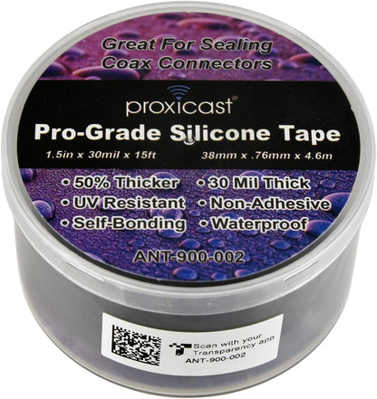 Proxicast Pro-Grade Extra Strong 30mil Weatherproof Self-Fusing Silicone Rubber Sealing Tape For Outdoor Antenna Coax & Electrical Cables, Hose/Pipe Leaks & Emergency Repairs (1.5" x 15' roll) - White