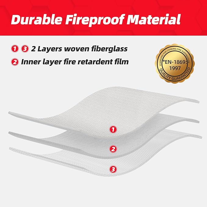 LaSyL Blanket Emergency for Home, 40" x 40"(Pack of 6), Fire Supression Blanket Good for Home Safety, Kitchen, and Camping,Hurricane Preparedness Items