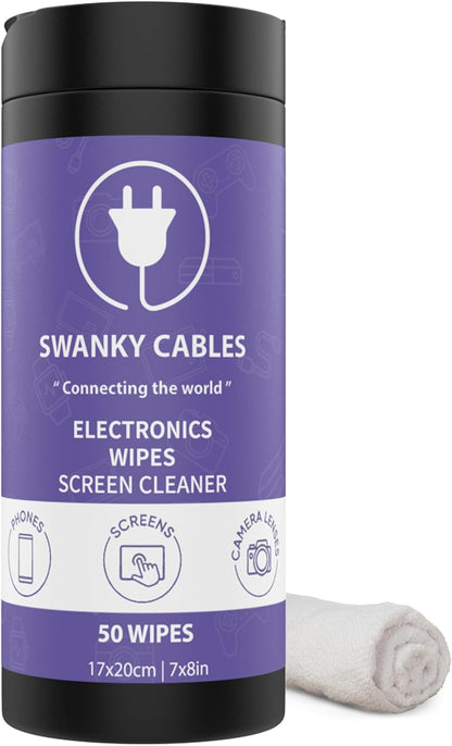 Screen Cleaner Wipes: Electronic Wipes for Screens - Computer Screen Wipes for Lens, Phone, Tv Screen and Monitor Cleaning - Tech Wipes & Microfiber Cloth (Canister, 50 Count)