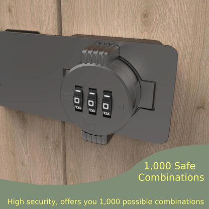 Keyless Combination Lock – 3-Digit Combination Lock for Cabinet Doors – Twist Knob Hasp Latch Lock with Password Code – Zinc Alloy Cabinet Door Latch for Kitchen Drawers, Cabinets, Cupboard (Grey)