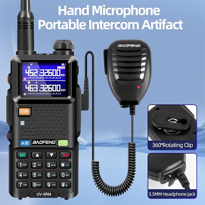 BAOFENG UV-5RM Radio-10W Handheld Radio Multi-Frequency Two Way Radio for Adults, Long Range Portable Ham Radio with 2500 mAh Type-C Charging Battery & Copy Frequency 999CH (1 Pack)