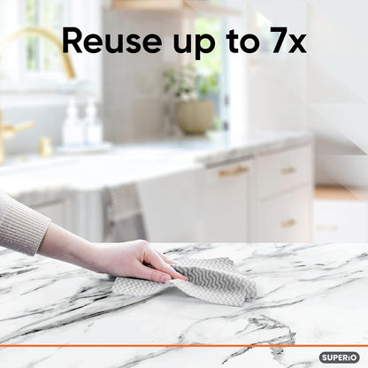 Superio Handy Wipes for Kitchen Multi-Purpose Heavy-Duty Reusable Cleaning Cloth for House, Bathroom, and Office. Disposable Dish Towel (10 Grey)