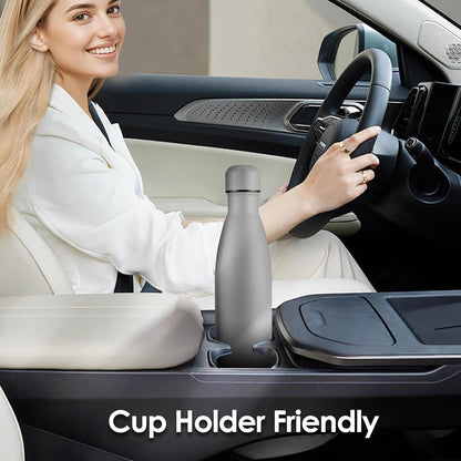 17oz Cola-Bottle Shaped Stainless Steel Leak-proof Water Bottle,Double Wall Vacuum Insulated Metal,Travel Mug For Sports Indoors & Outdoors,BPA-Free School Kids Flasks,Gray(1Pack)