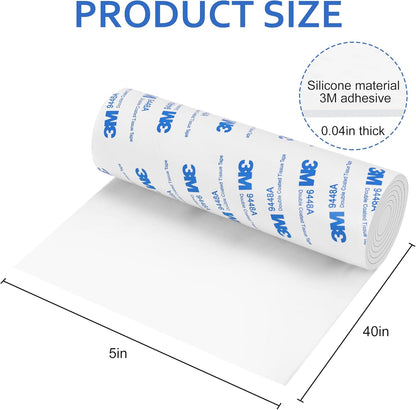 Silicone Furniture Pads, 5" x 40" Non Slip Furniture Pads Anti Skid Pads Non Slip Self Adhesive Cuttable Silicone Tape Strip Roll for Protecting Hardwood Floors Chair Wall Protector - White