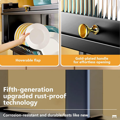 Kitchen sink rack dishwashing sink countertop dustproof cupboard storage multifunctional tableware storage drain rack double layer,KeepKitchen Sink Shlef Organized Space-Saving(Black,75cm/29.5in)