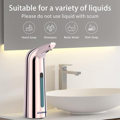 Convenient Automatic Soap Dispenser,4 Adjustable Levels Touchless Hand Sanitizer Pump with Infrared Sensor, 400 ml Countertop Electric Soap Dispenser