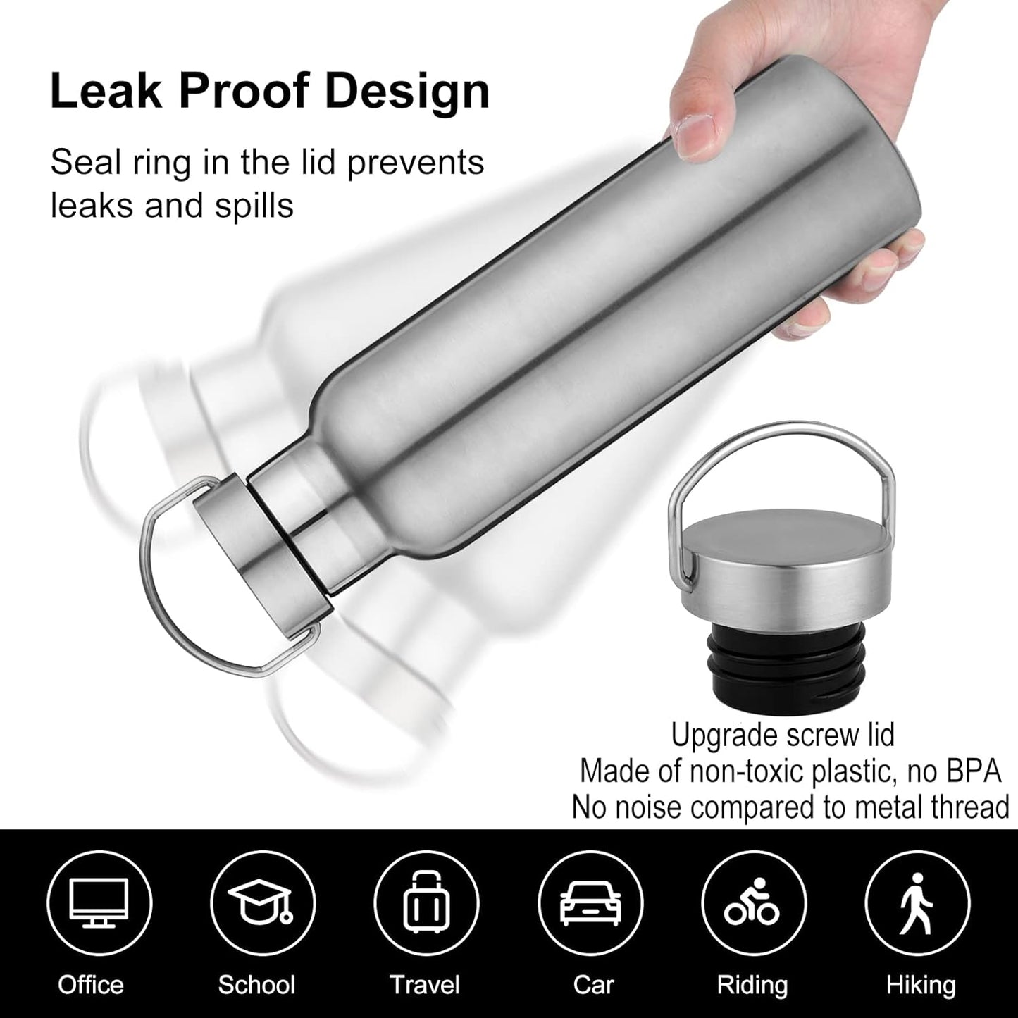 Neihepal 20 oz Insulated Water Bottles Bulk 4 Pack,Stainless Steel Double Wall Sport Bottle with Lid of Handle,Metal Reusable Thermoses Flask for School,Cyclists,Hikers,Gift (Mix,Set of 4)