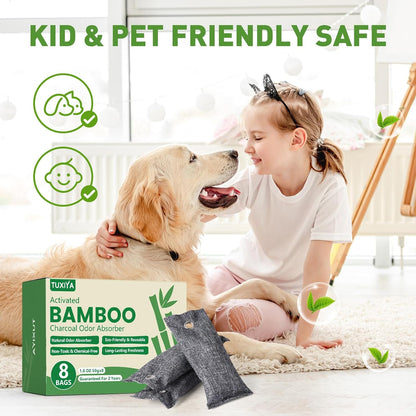 8Pack Activated Charcoal Odor Absorber, Odor Eliminator for Strong 0dor,Shoe Deodorizer,Bamboo Charcoal Air Purifying For in Car,Closet,Shoe, Basement(50g/1.77oz Each)