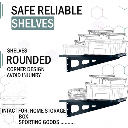 4-Pack 2x4ft Garage Wall Shelving, 4 Shelf Total 16 ft(L) Garage Shelving Wall Mounted, Heavy-Duty Storage Shelves, Perfect for Holding Storage Bins, Sporting Goods, Tools, and More Space-Saving
