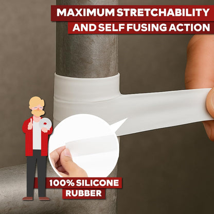 XFasten Self Fusing Silicone Tape Waterproof White – 1" x 36 Feet (3-Pack 108ft), Self Amalgamating Tape, Silicone Rubber for Plumbing, Sealing Pipes, Hose Repair, Outdoor Coax and Electrical Cables