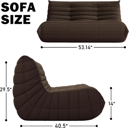 Bean Bag Chair, Loveseat Fireside Chair Bean Bag Sofa Large Bean Bag Chair for Adults, 2 Seater Bean Bag Chairs for Teens with High Density Comfortable Foam, Bean Bag for Living Room, Bedroom(Coffee)